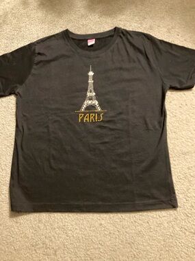 Woman’s Lg.Black Paris Eiffel Tower Rhinestone Tee